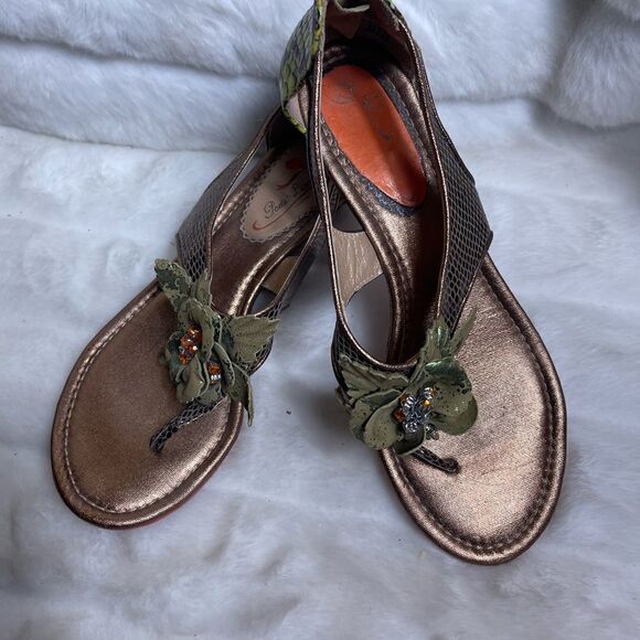 Poetic license Island surprise sandals bronze&green snake skin printSZ8.5 - Picture 5 of 8